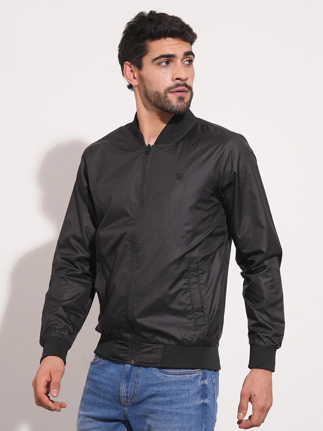 Black Regular Fit Long Sleeves Men's Jacket by Being Human Clothing