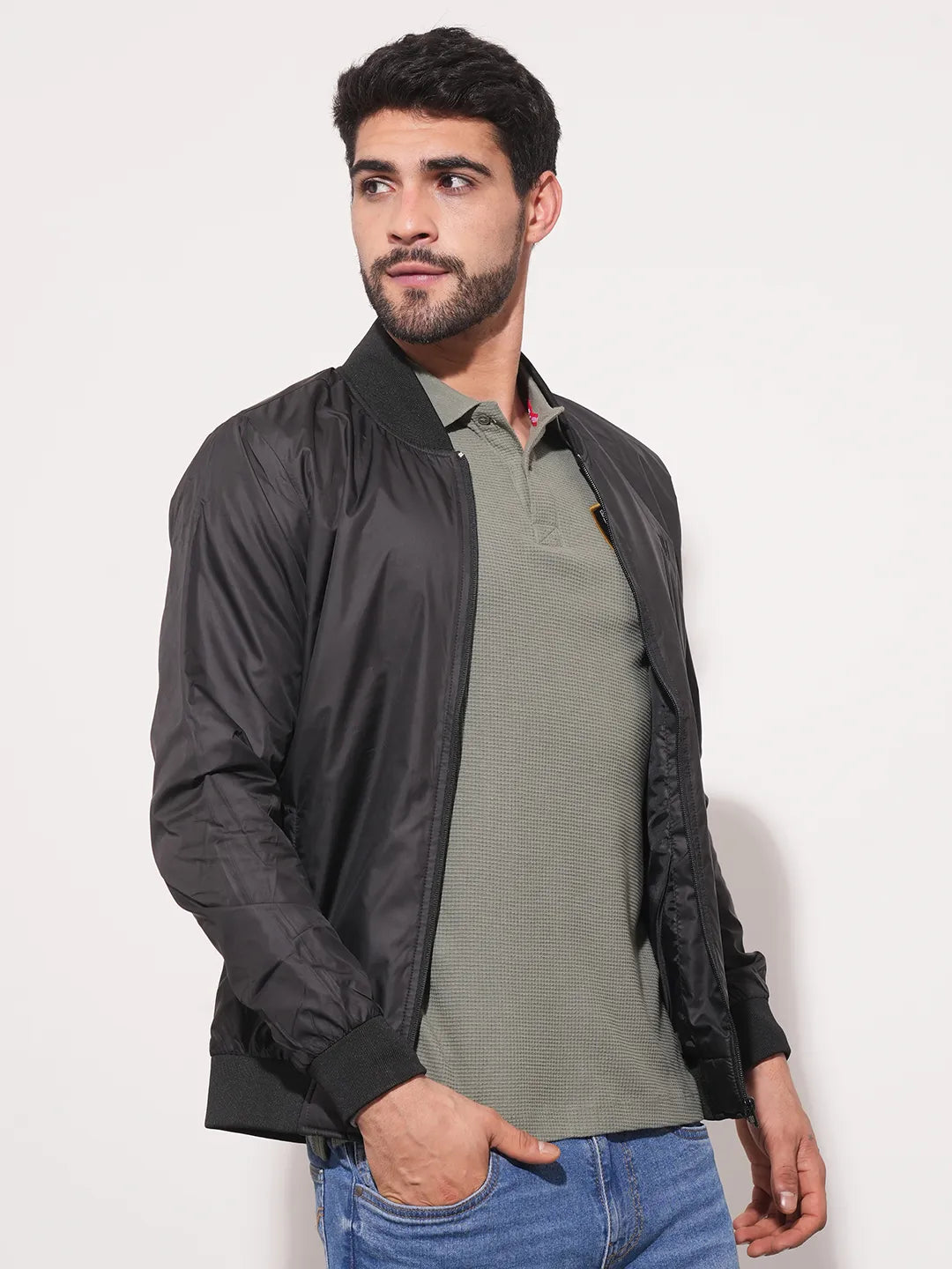 Black Regular Fit Long Sleeves Men's Jacket by Being Human Clothing