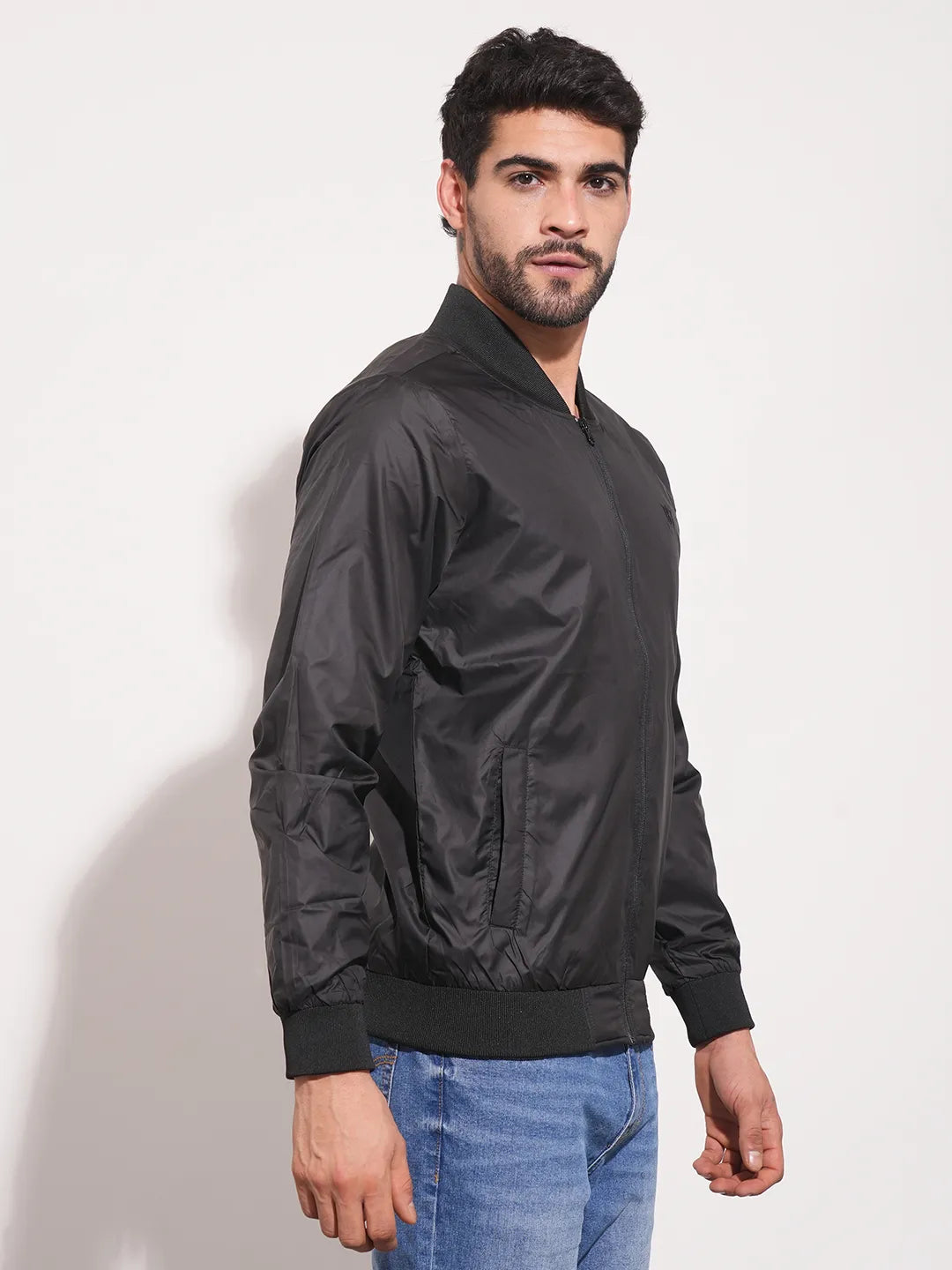 Black Regular Fit Long Sleeves Men's Jacket by Being Human Clothing
