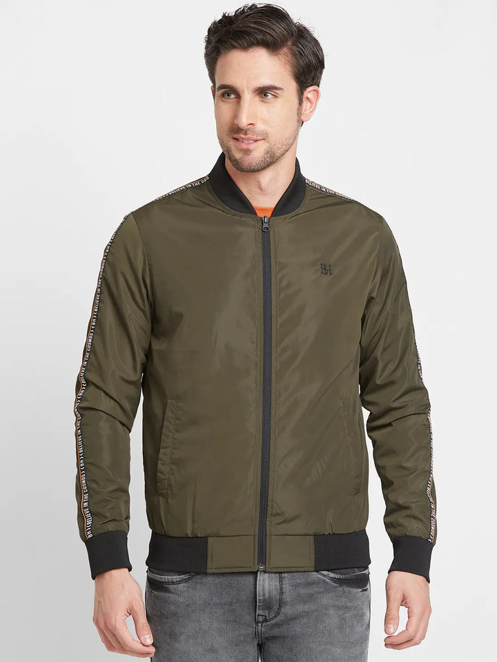 Olive Regular Fit Long Sleeves Men's Jacket