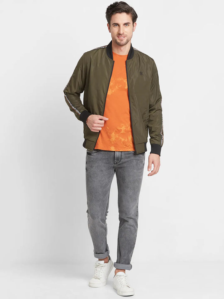 Olive Regular Fit Long Sleeves Men's Jacket