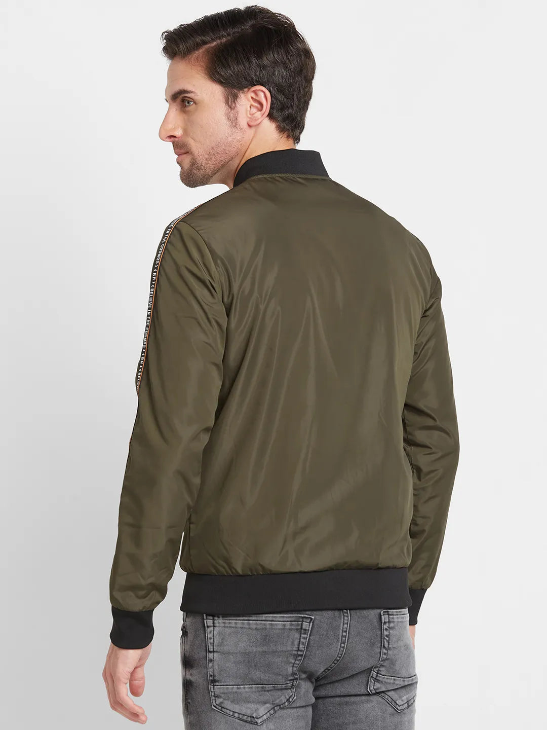 Olive Regular Fit Long Sleeves Men's Jacket by Being Human Clothing