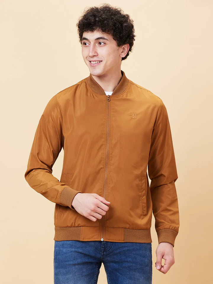Brown Regular Fit Long Sleeves Men's Jacket