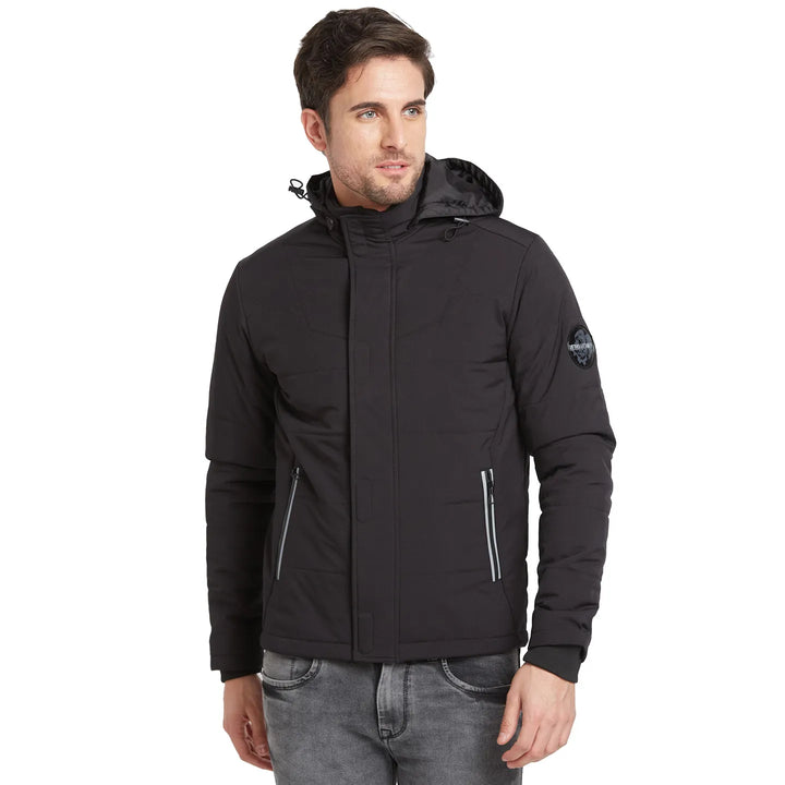 Black Regular Fit Long Sleeves Men's Jacket