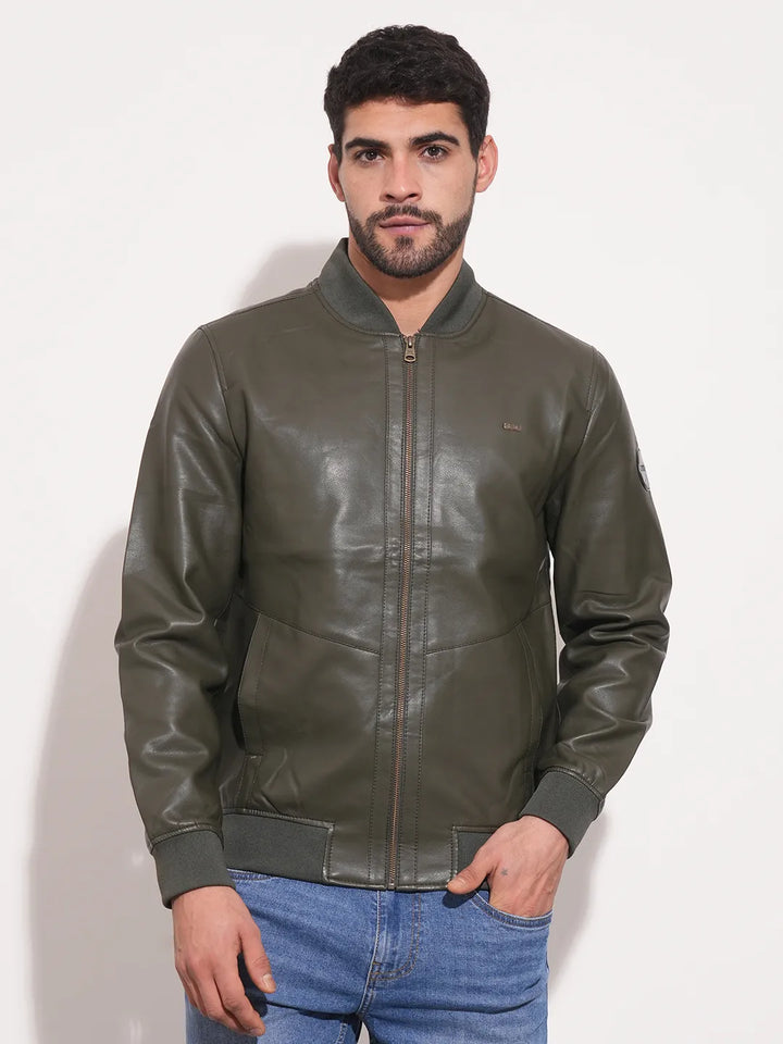 Green Regular Fit Long Sleeves Men's Jacket