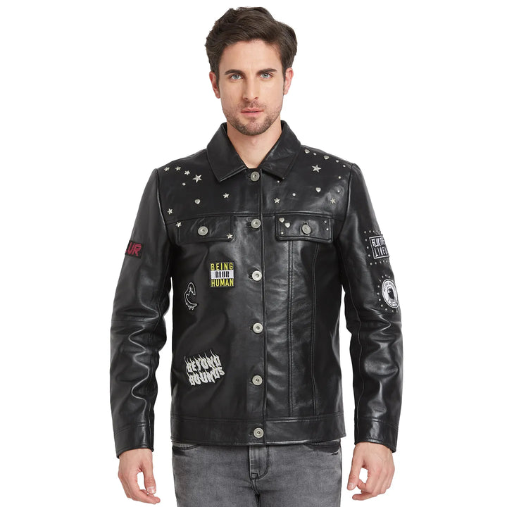 Black Regular Fit Long Sleeves Men's Jacket