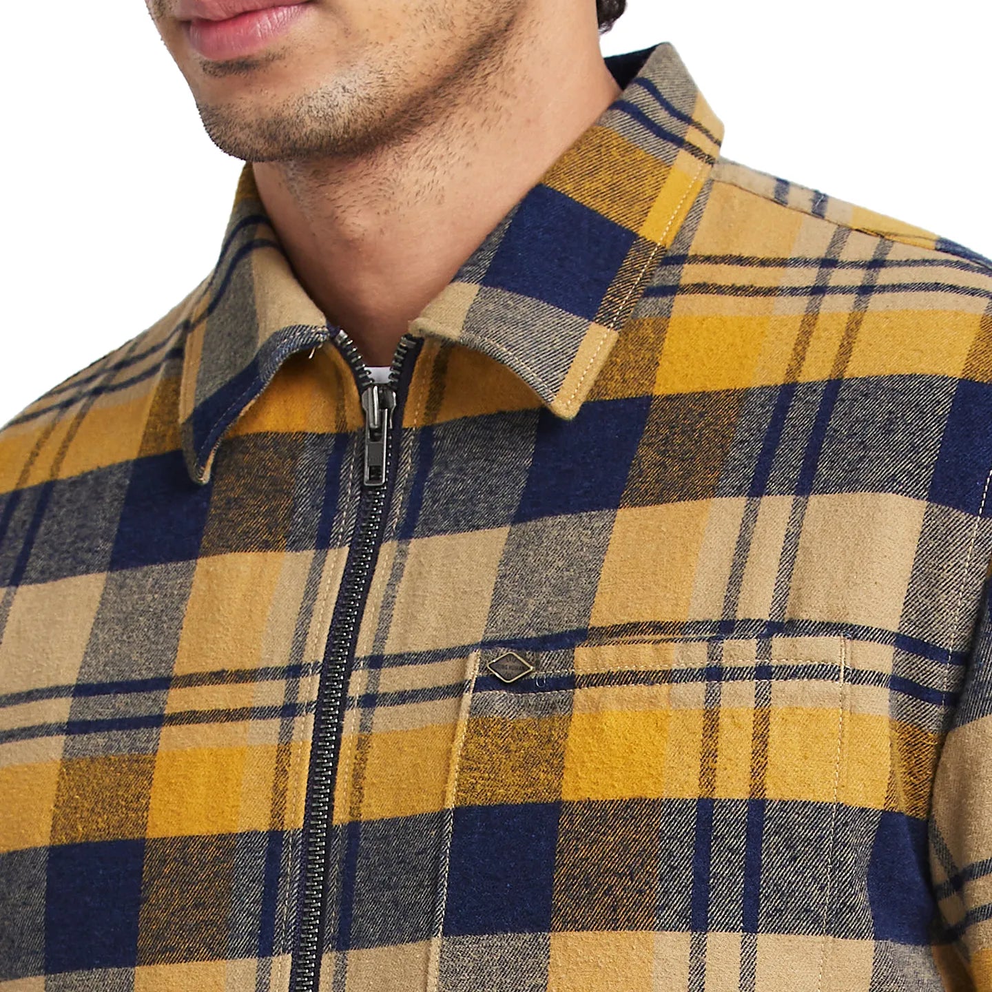 Blue Slim Straight Fit Regular Collar Long Sleeves Men's Jacket by Being Human Clothing