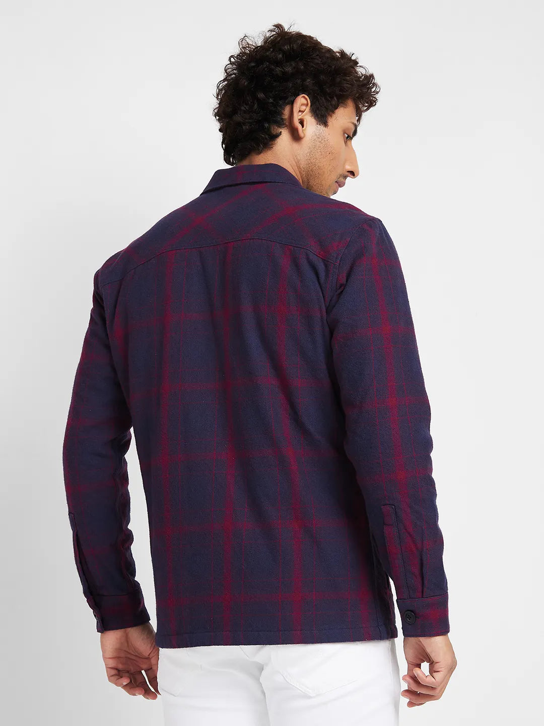 Blue Slim Straight Fit Regular Collar Long Sleeves Men's Jacket by Being Human Clothing