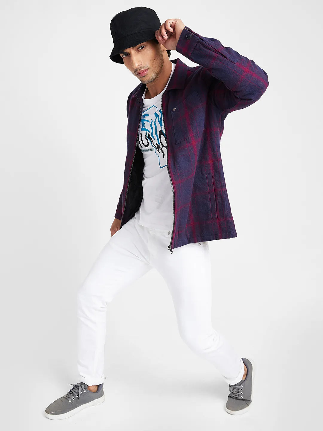 Blue Slim Straight Fit Regular Collar Long Sleeves Men's Jacket by Being Human Clothing