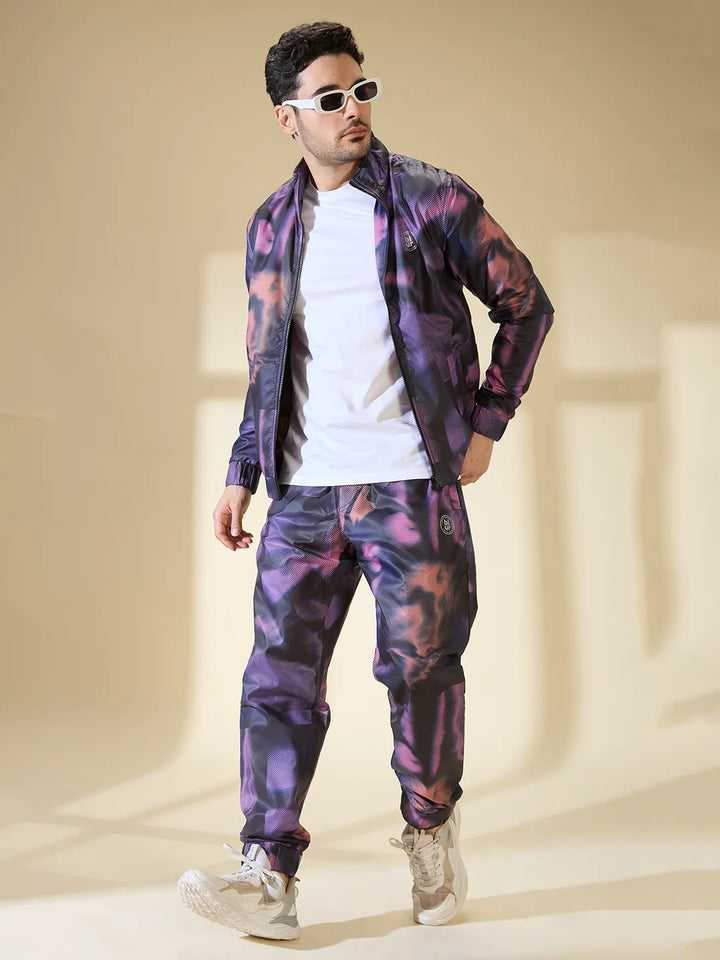 Black & Purple Regular Fit Men's Jacket