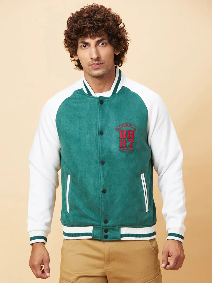 Green Regular Fit Men's Jacket by Being Human Clothing