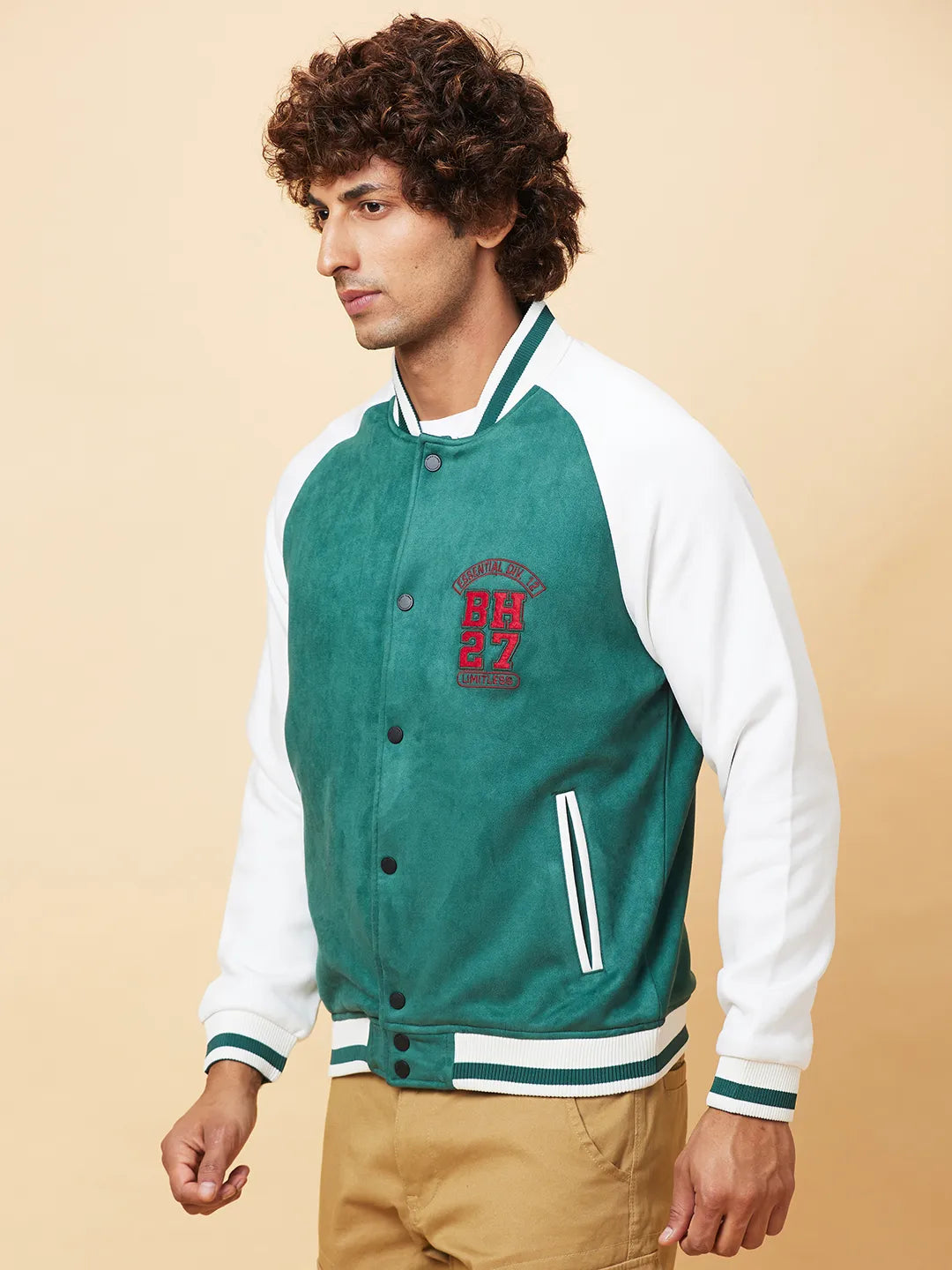 Green Regular Fit Men's Jacket by Being Human Clothing