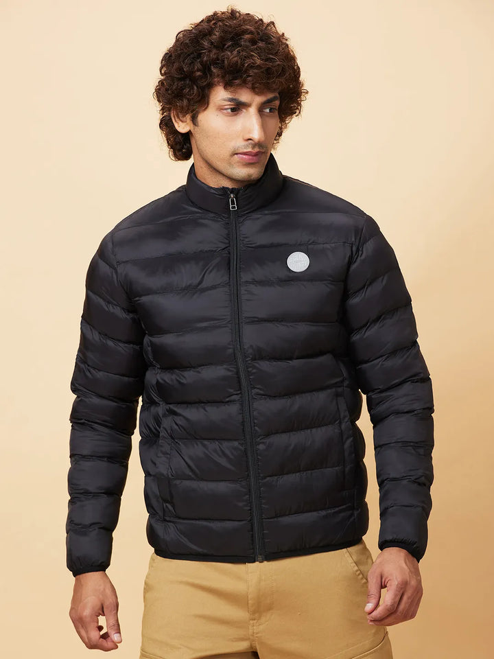 Black Regular Fit Long Sleeves Men's Jacket