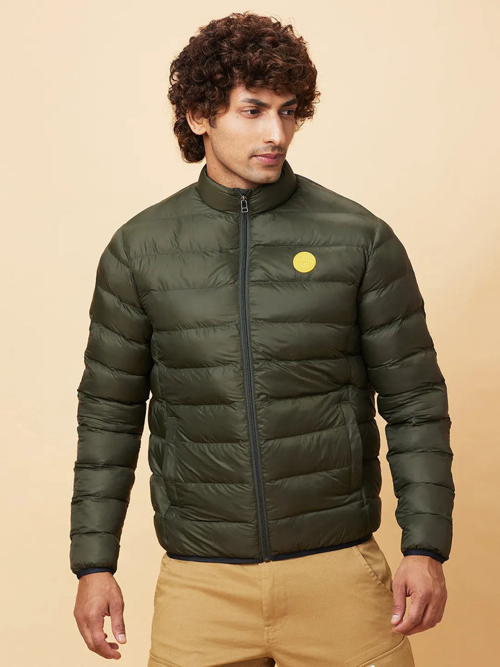 Olive Regular Fit Long Sleeves Men's Jacket