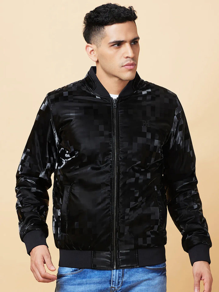 Black Regular Fit Men's Reversible Jacket by Being Human Clothing