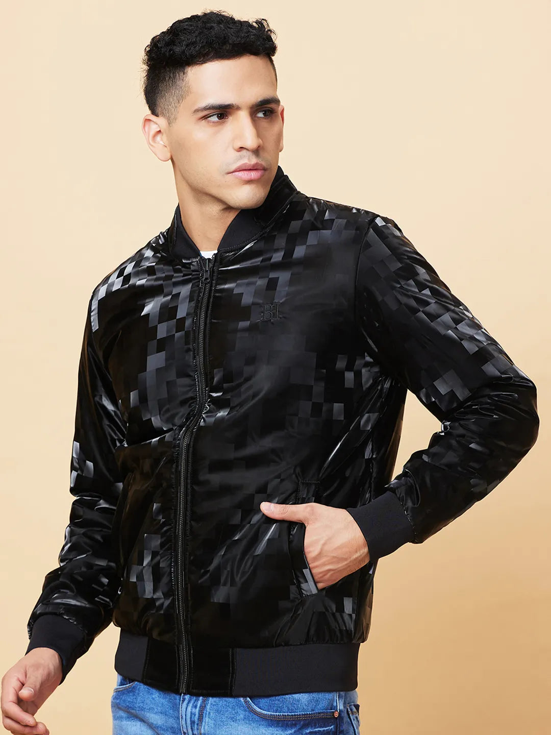 Black Regular Fit  Mens' Jacket by Being Human Clothing