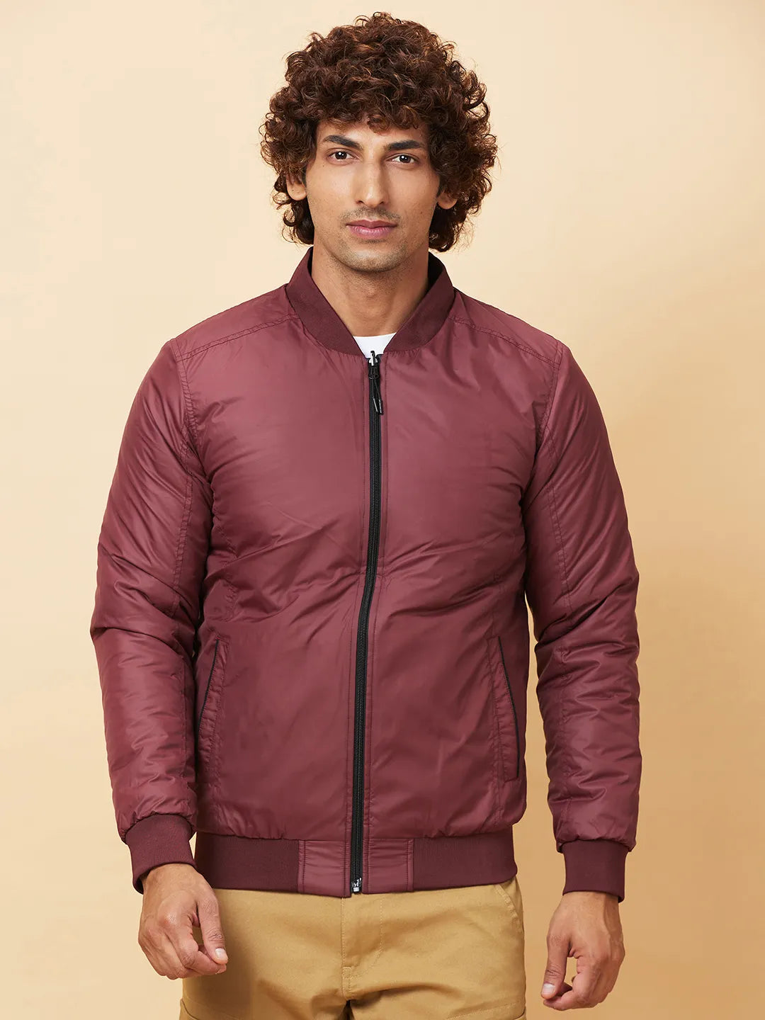 Wine Regular Fit Men's Jacket by Being Human Clothing