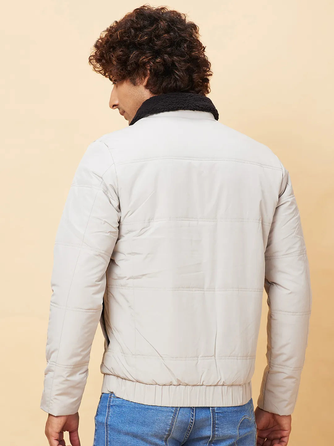 Beige Regular Fit Men's Jacket by Being Human Clothing