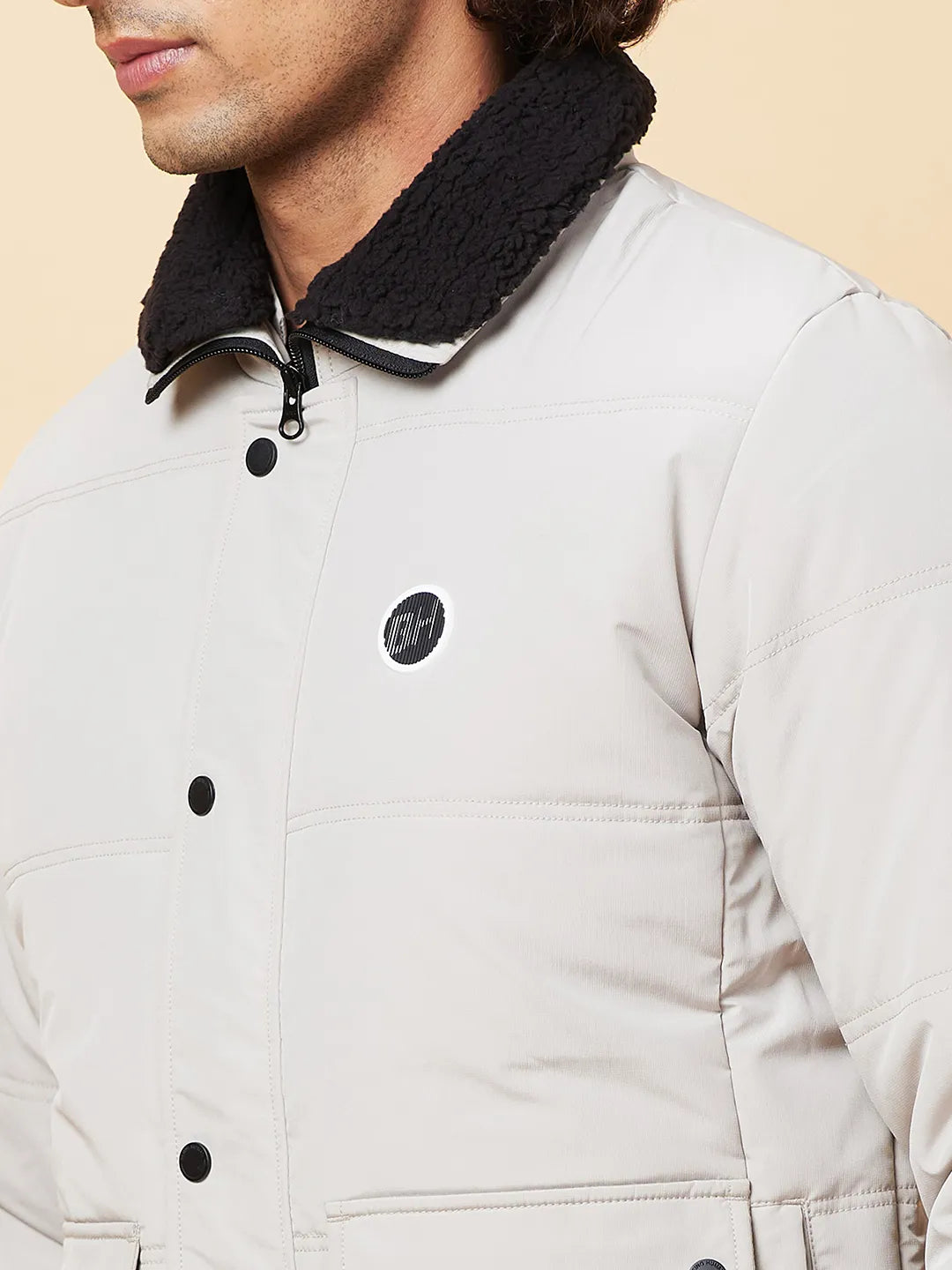 Beige Regular Fit Men's Jacket by Being Human Clothing