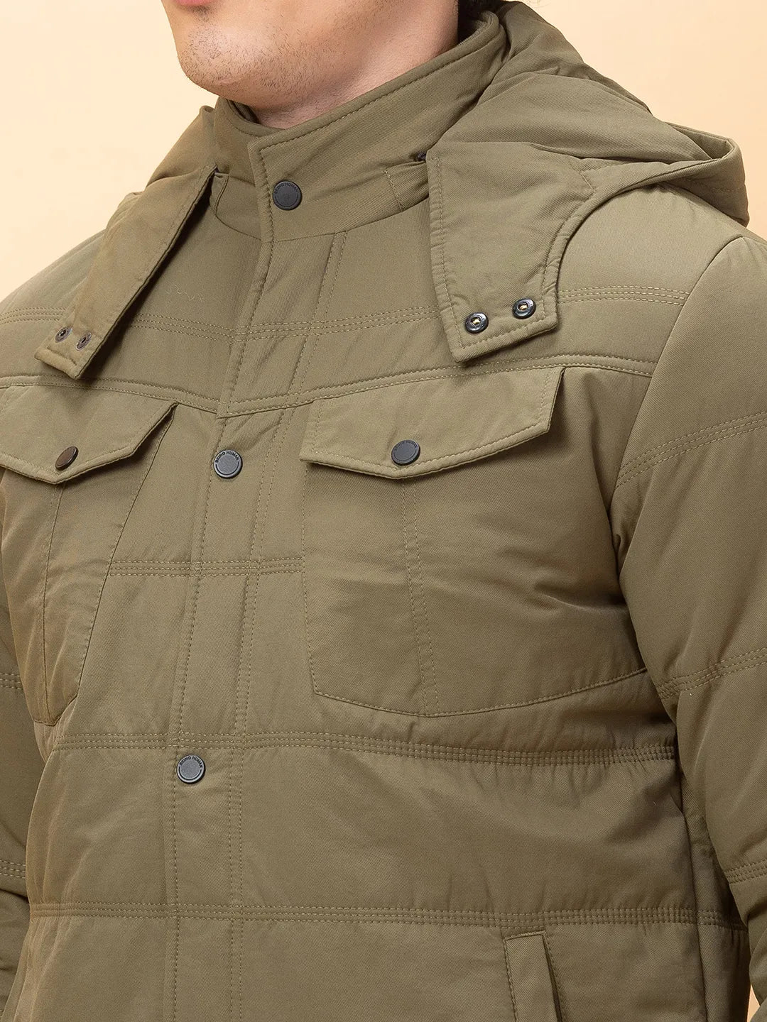 Green Regular Fit Long Sleeves Men's Jacket by Being Human Clothing