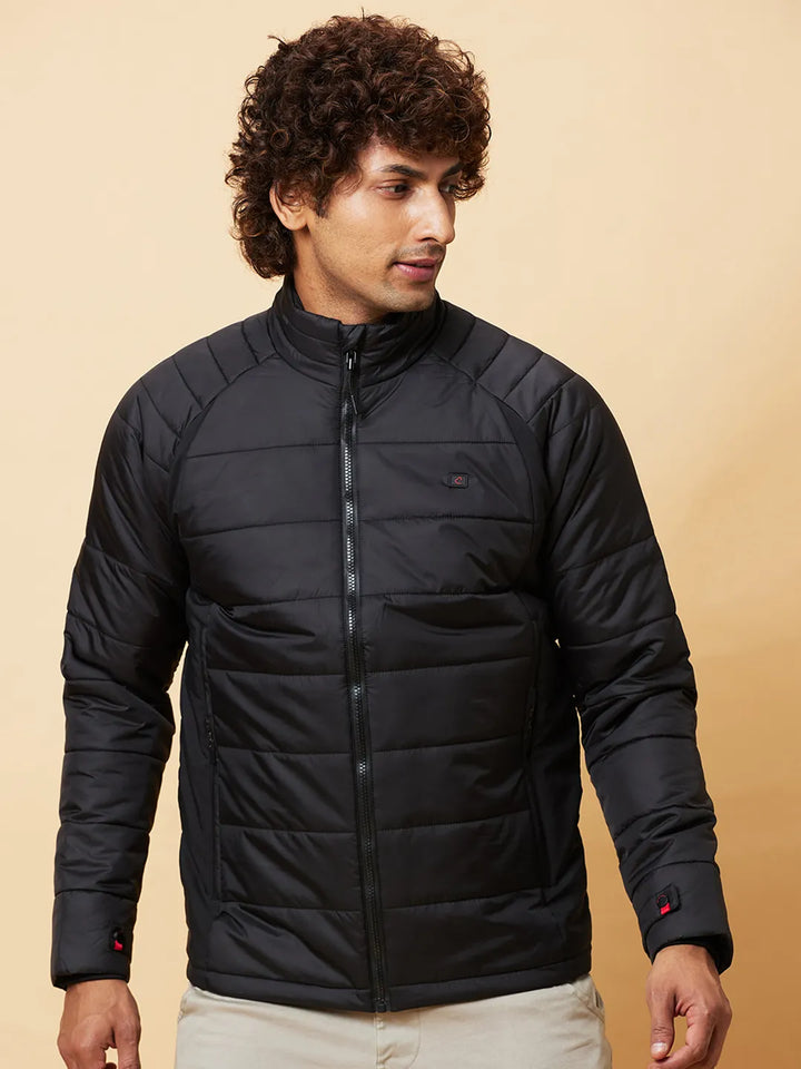 Black Regular Fit Long Sleeves Men's Jacket