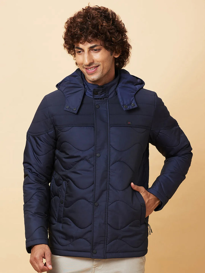 Blue Regular Fit Long Sleeves Men's Jacket by Being Human Clothing