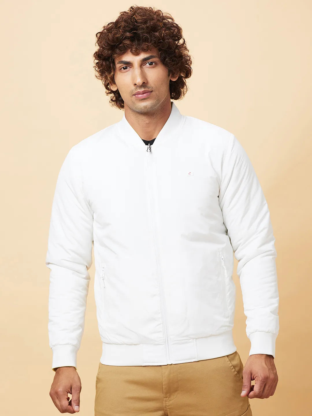 White Regular Fit Men's Jacket by Being Human Clothing