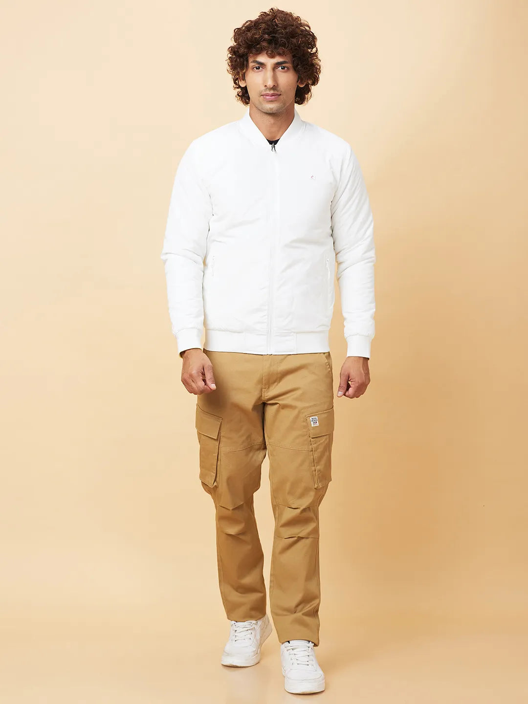White Regular Fit Men's Jacket by Being Human Clothing