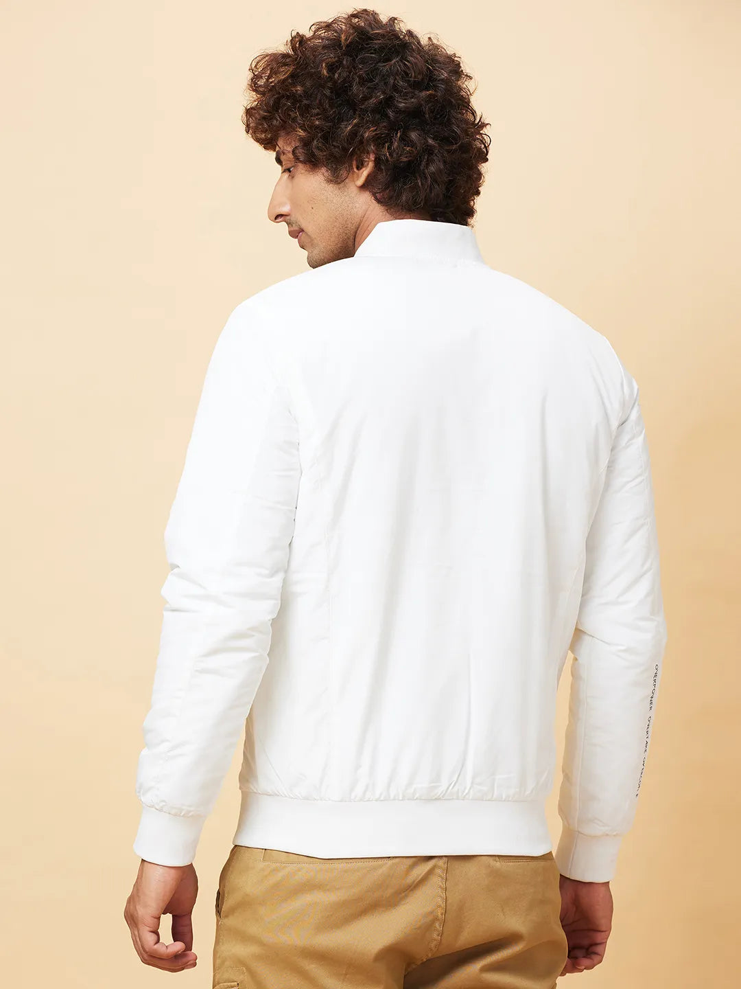 White Regular Fit Men's Jacket by Being Human Clothing
