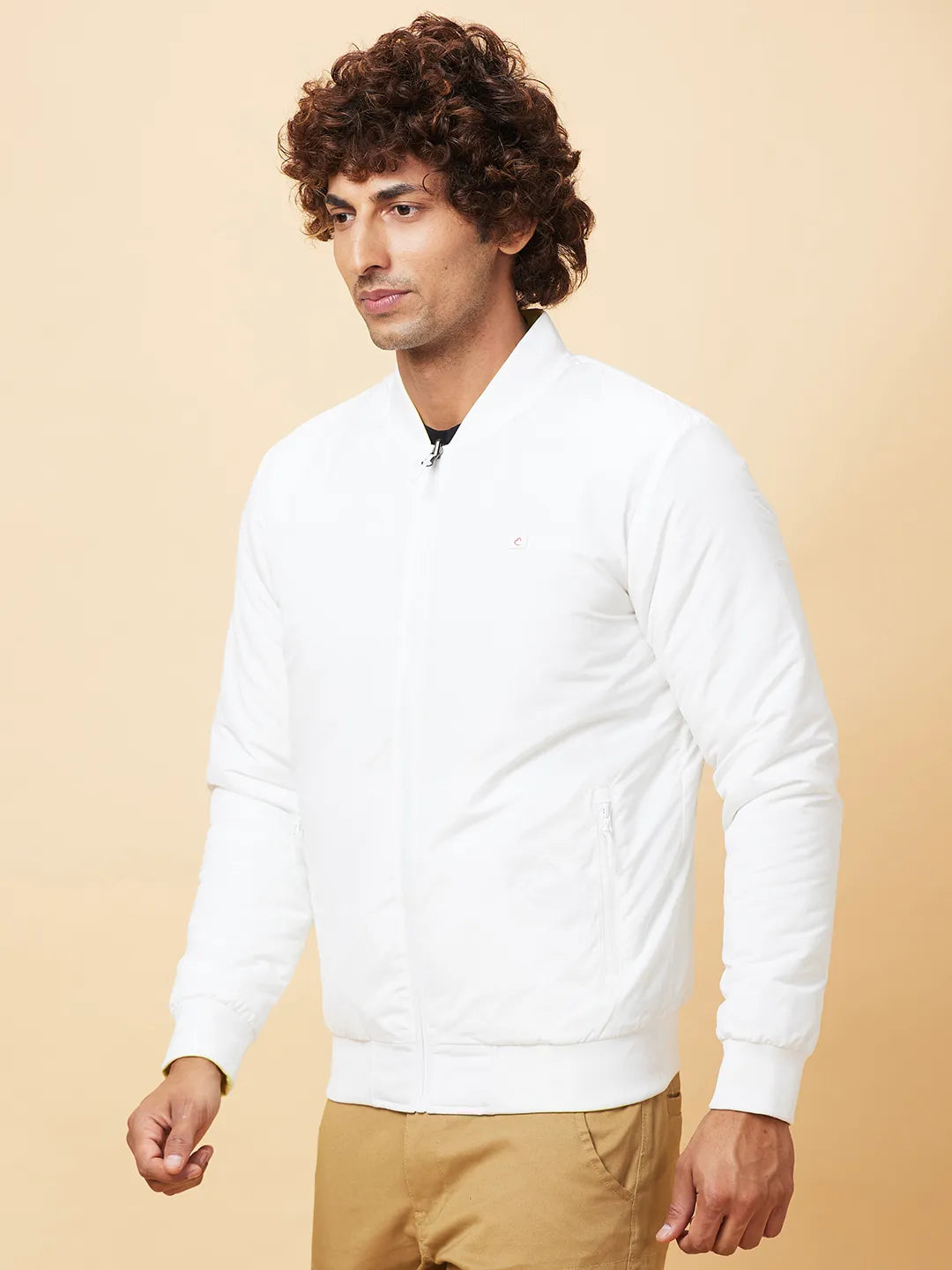White Regular Fit Men's Jacket by Being Human Clothing