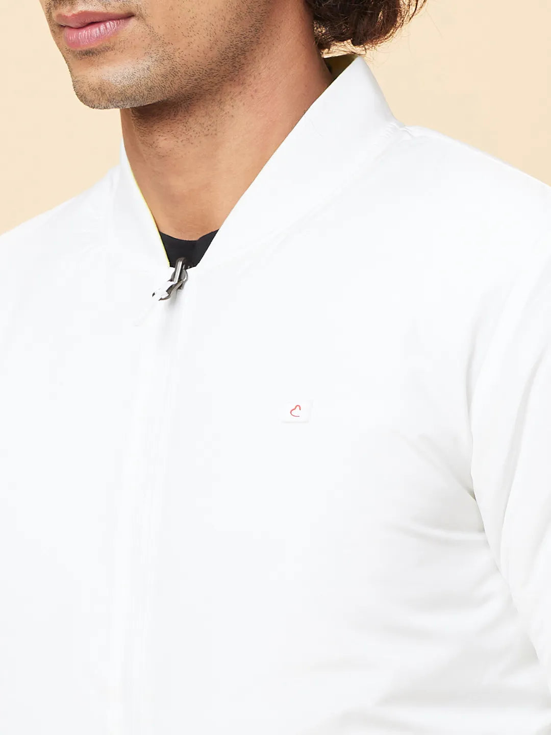 White Regular Fit Men's Jacket by Being Human Clothing