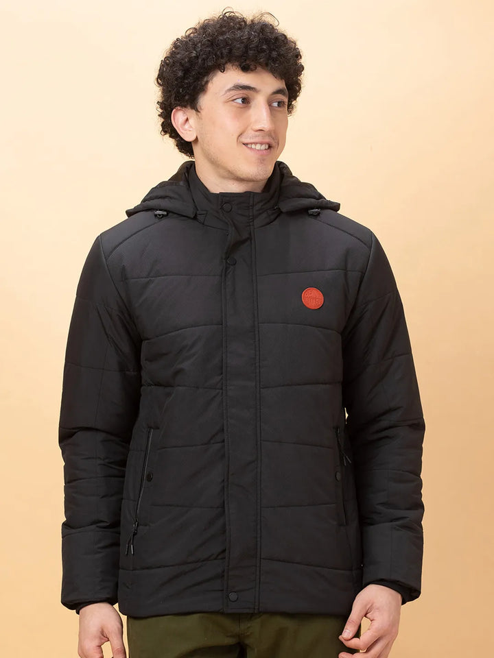 Black Regular Fit Long Sleeves Men's Jacket