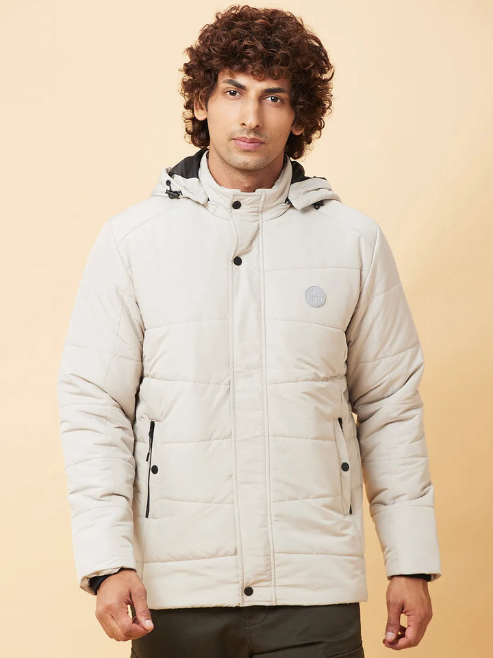 Grey Regular Fit Long Sleeves Men's Jacket