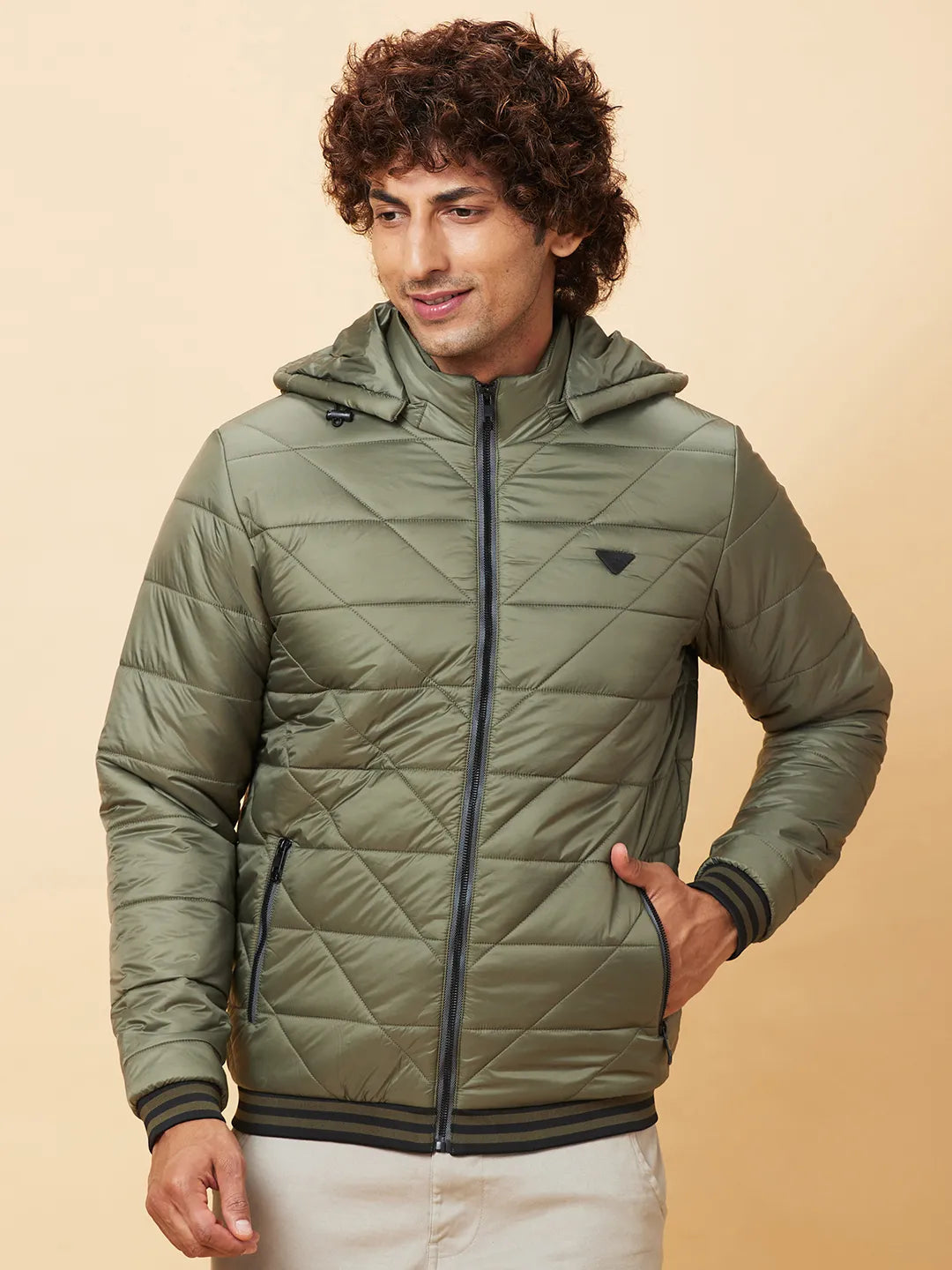 Olive Regular Fit Men's Jacket by Being Human Clothing