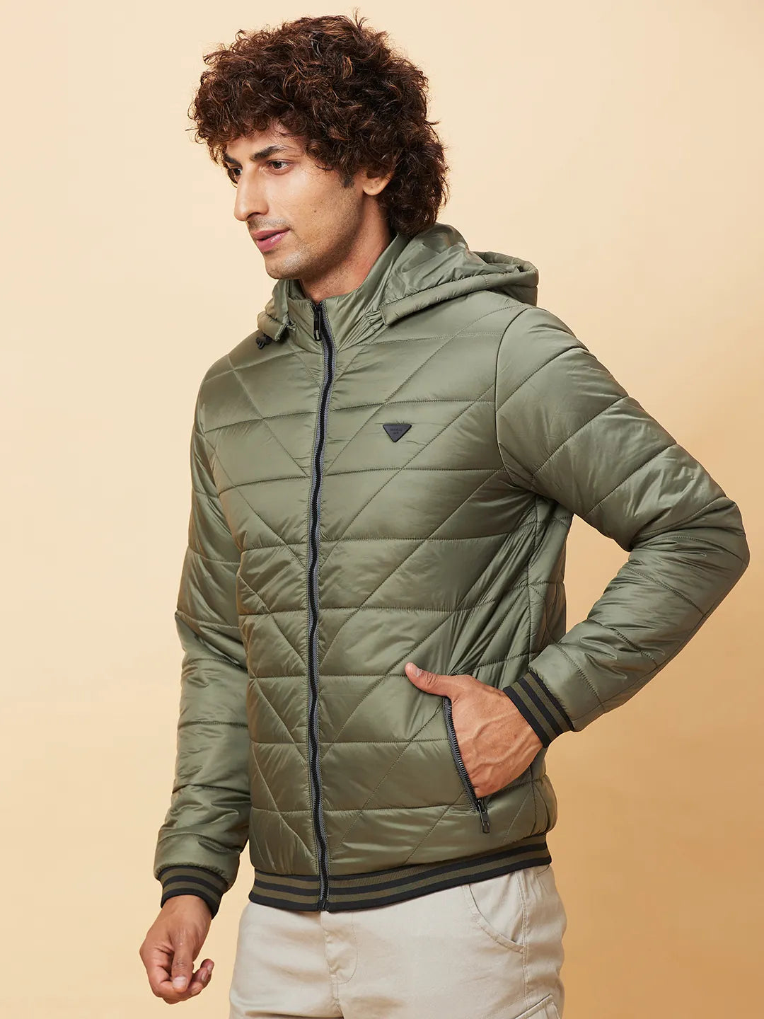 Olive Regular Fit Men's Jacket by Being Human Clothing