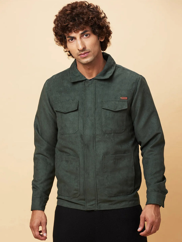 Green Regular Fit Men's Jacket