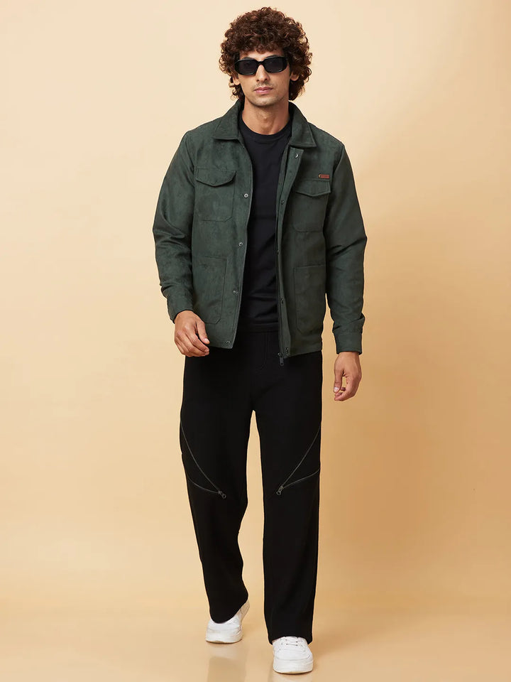 Green Regular Fit Men's Jacket