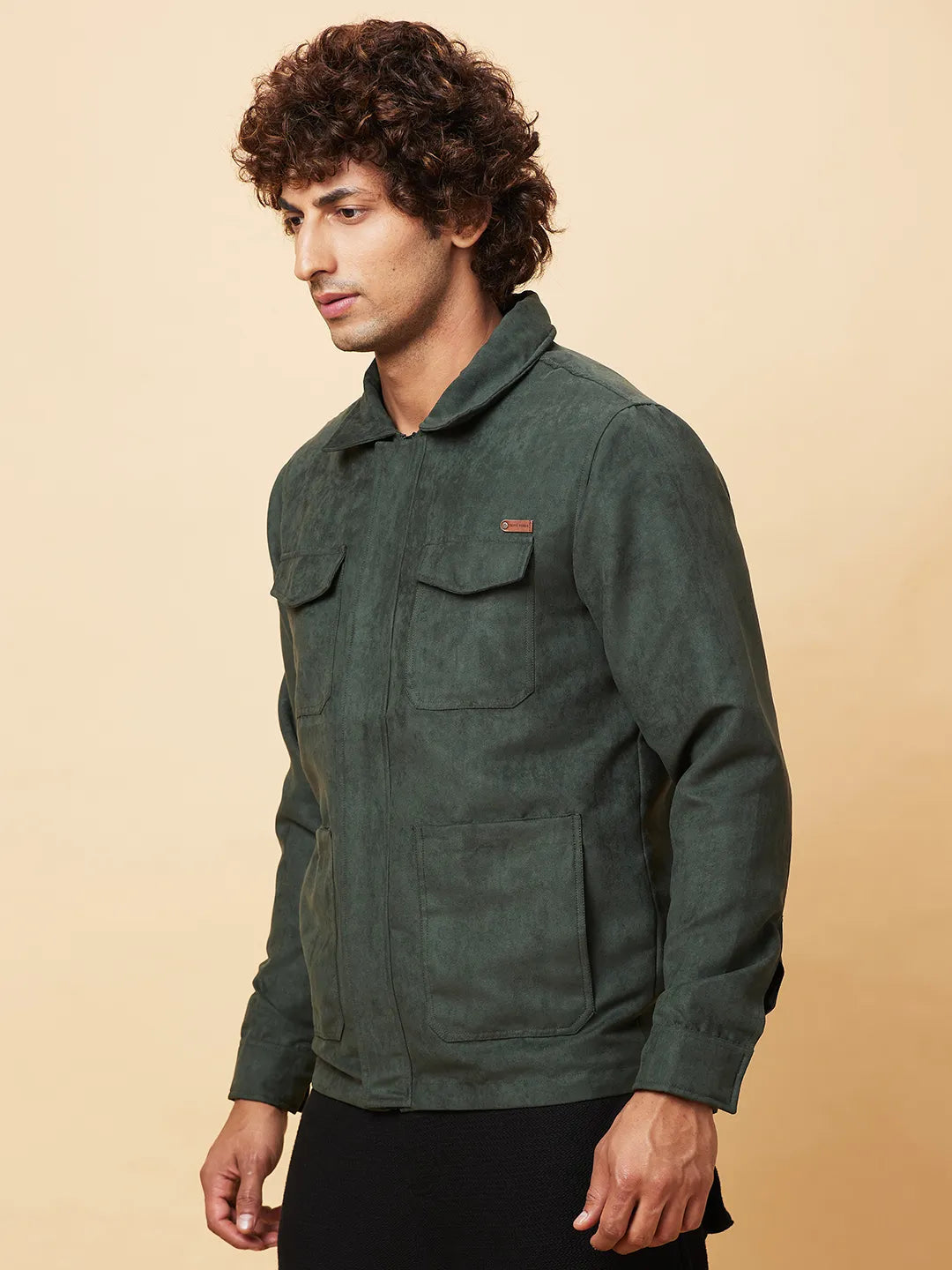 Green Regular Fit Men's Jacket by Being Human Clothing