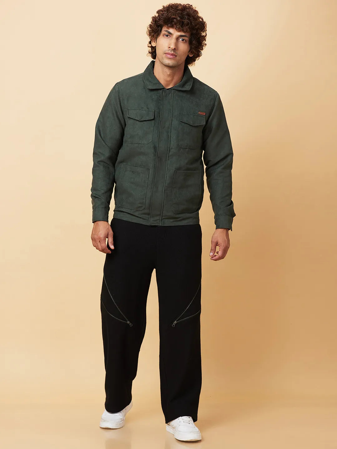 Green Regular Fit Men's Jacket by Being Human Clothing