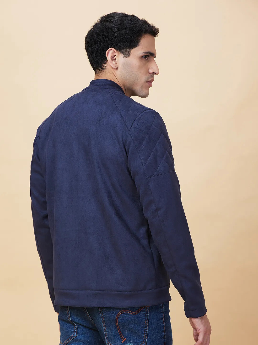 Blue Regular Fit Long Sleeves Men's Jacket by Being Human Clothing