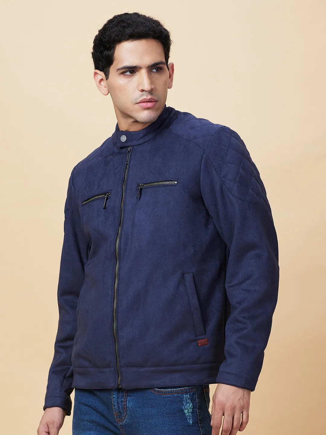 Blue Regular Fit Long Sleeves Men's Jacket by Being Human Clothing