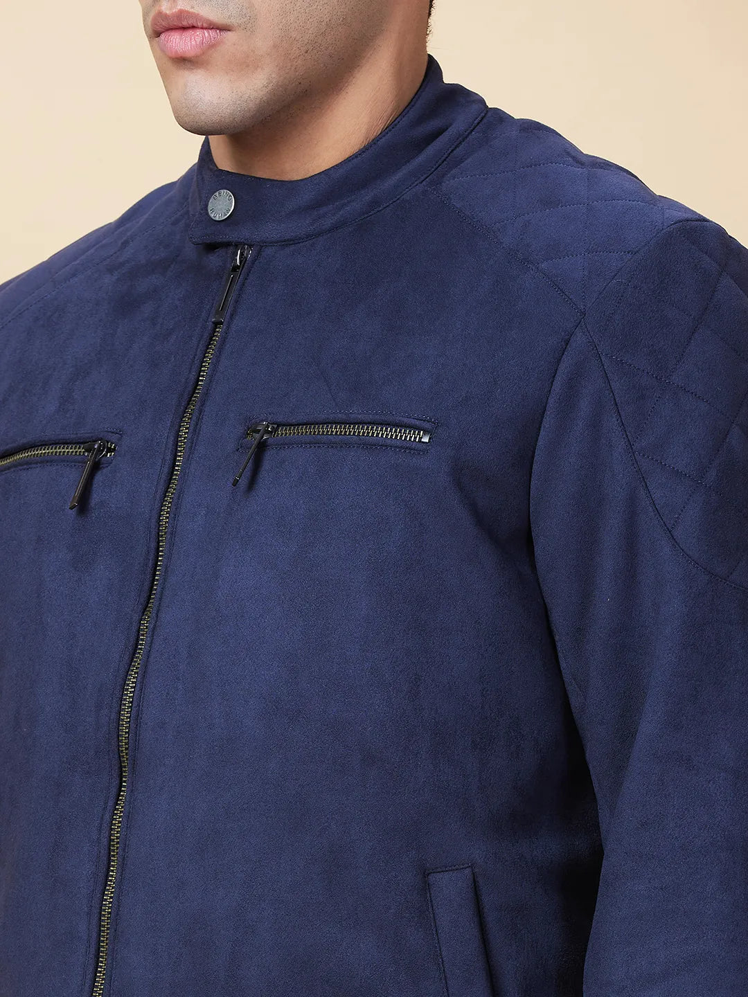 Blue Regular Fit Long Sleeves Men's Jacket by Being Human Clothing