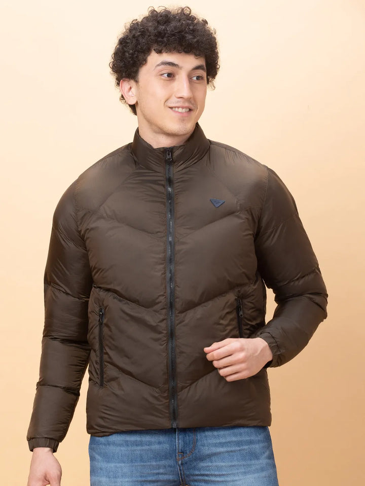 Brown Regular Fit Men's Jacket