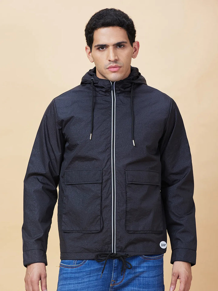 Black Regular Fit Men's Jacket by Being Human Clothing