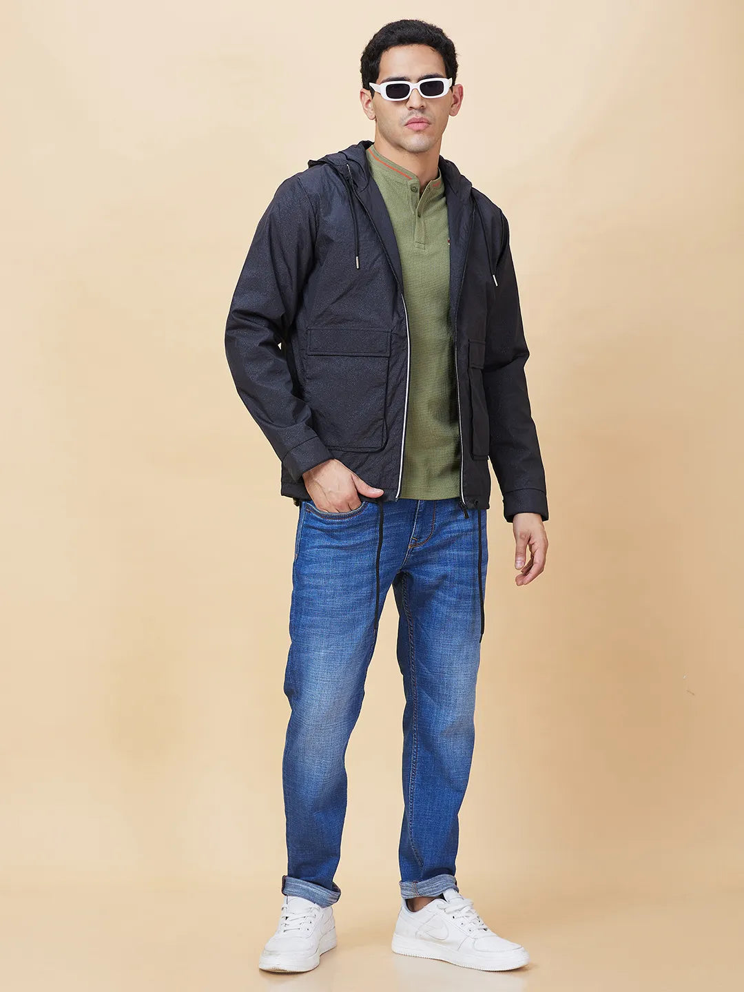 Black Regular Fit Men's Jacket by Being Human Clothing