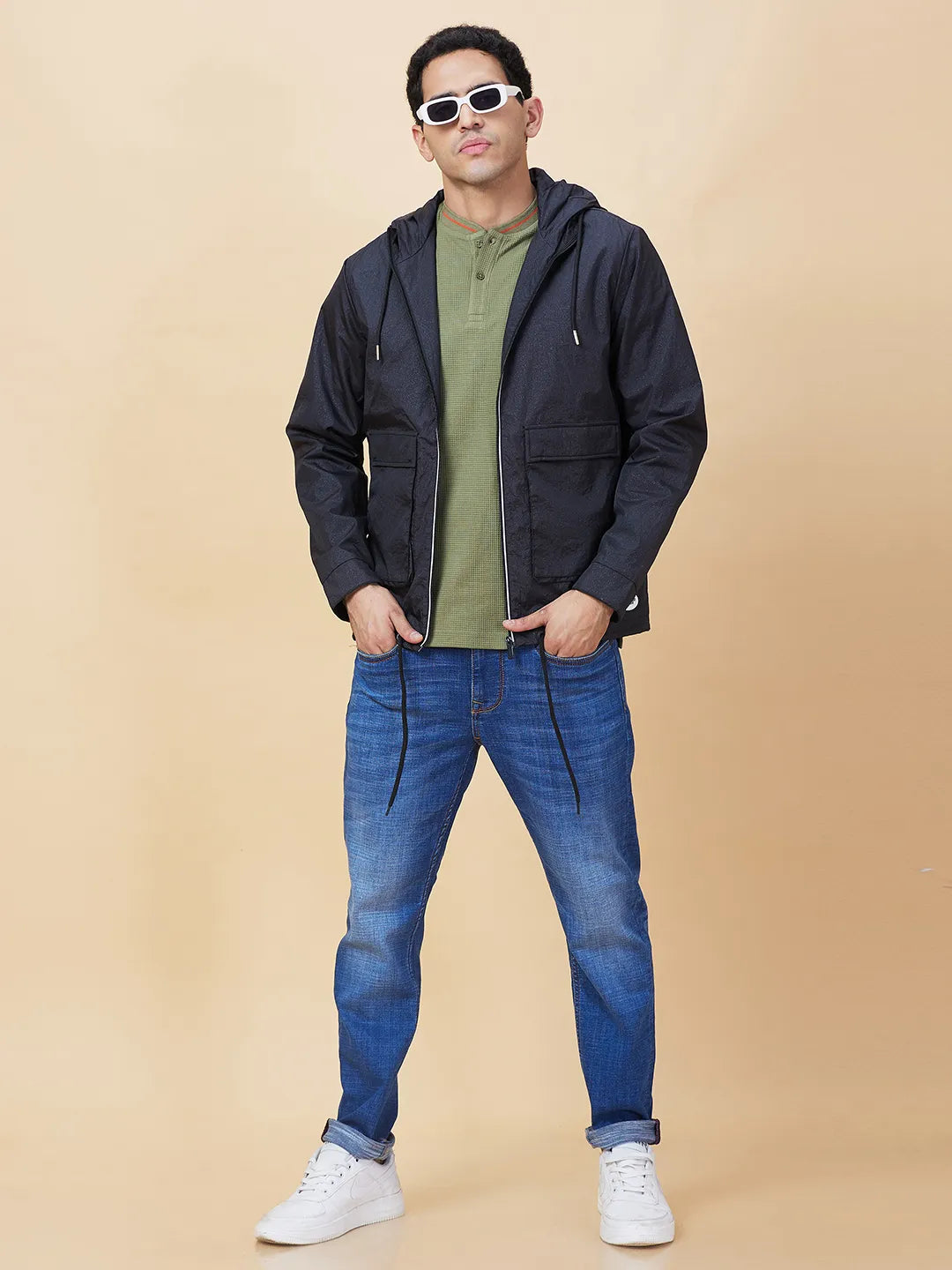 Black Regular Fit Men's Jacket by Being Human Clothing