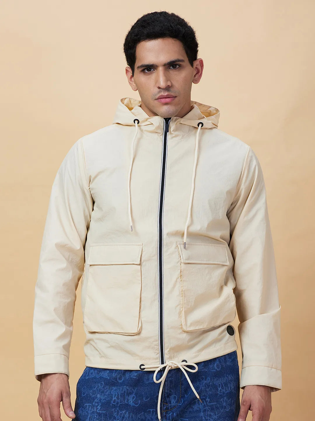 Cream Regular Fit Men's Jacket by Being Human Clothing