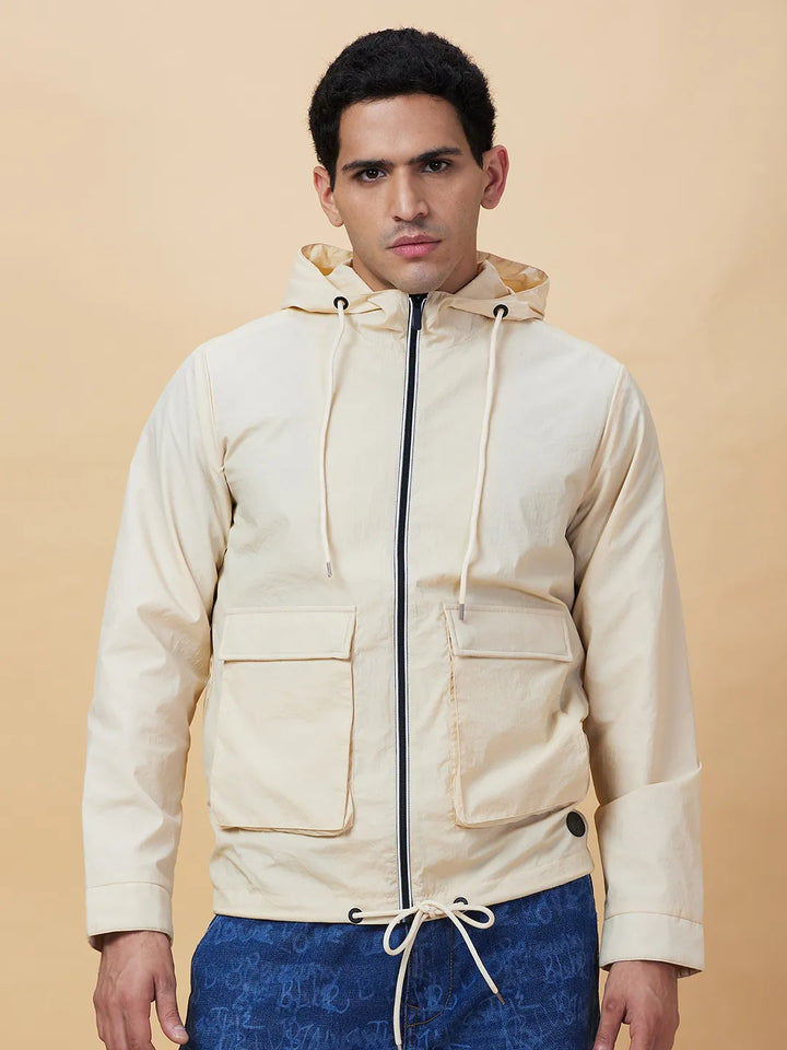 Cream Regular Fit Men's Jacket by Being Human Clothing