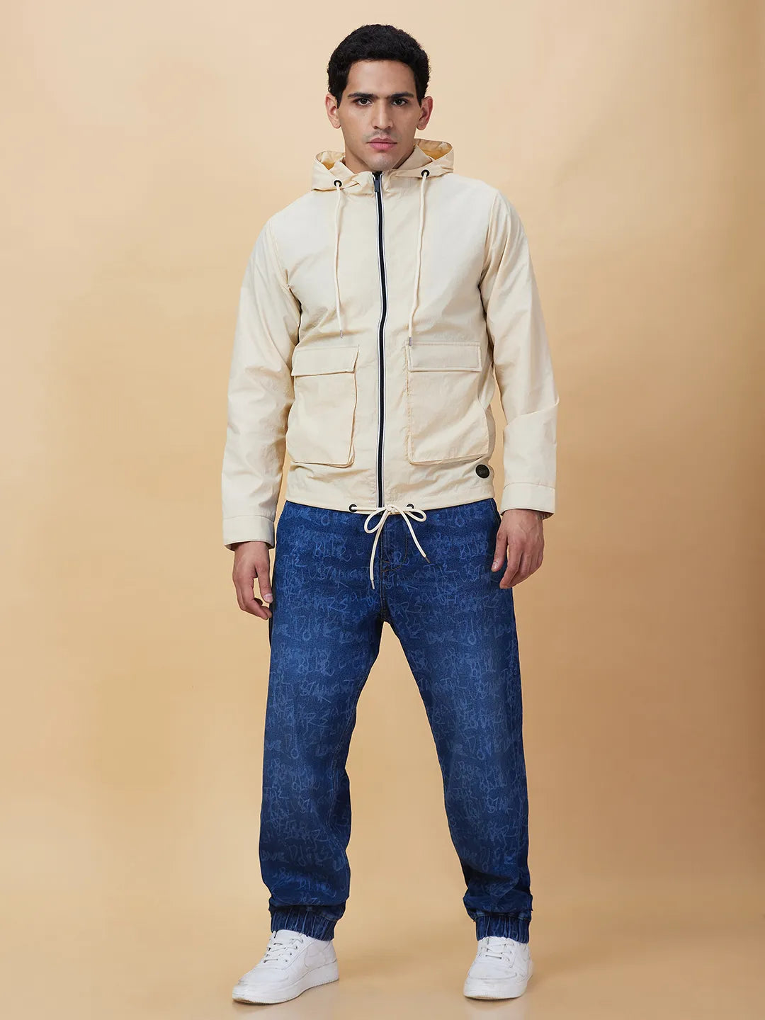 Cream Regular Fit Men's Jacket by Being Human Clothing