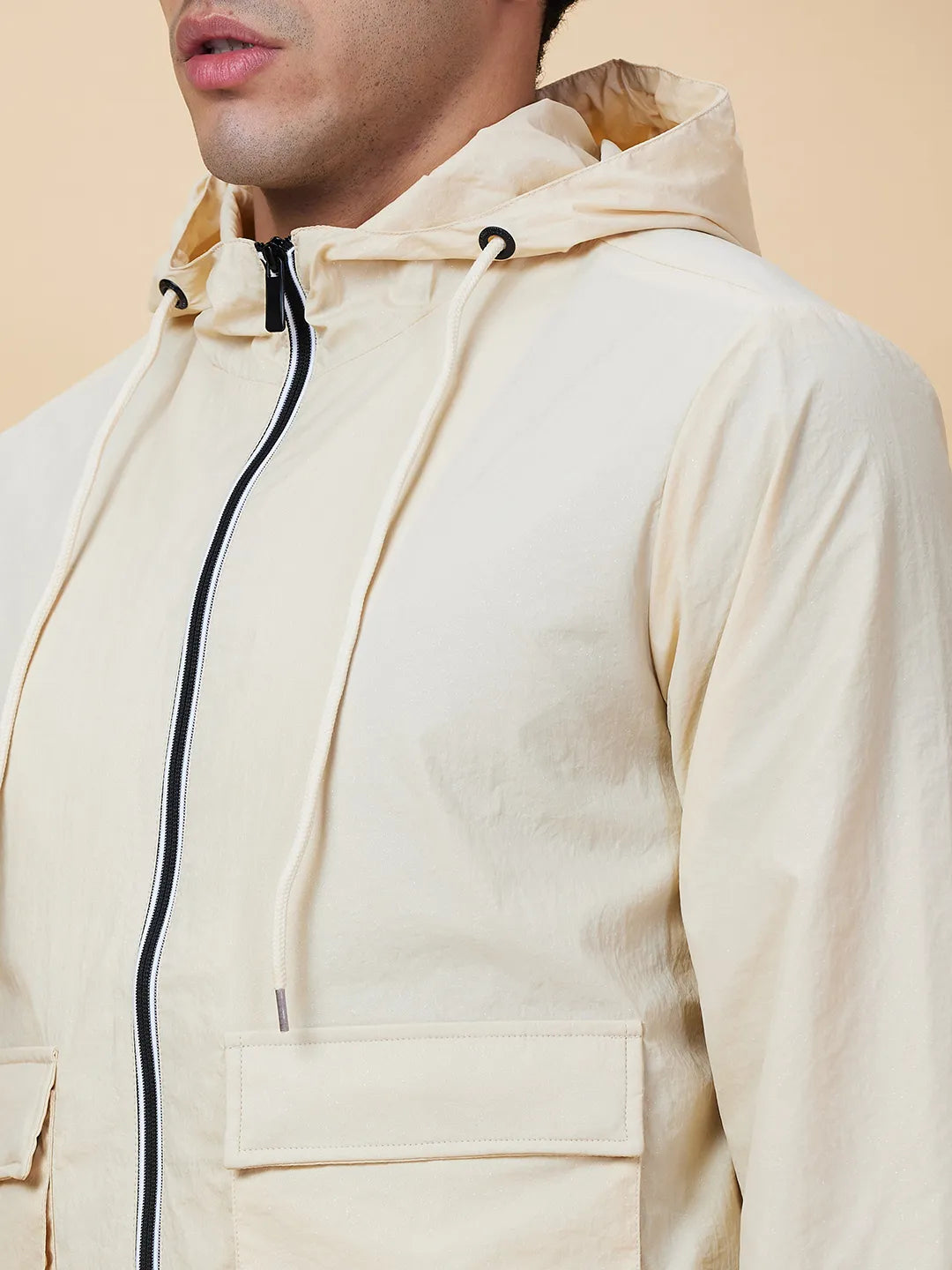 Cream Regular Fit Men's Jacket by Being Human Clothing